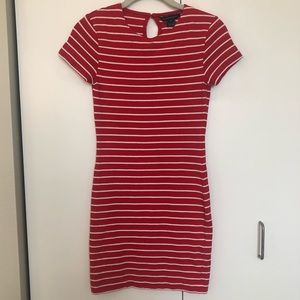 French Connection Red/White Striped Bodycon Dress